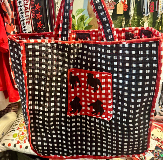 Exclusive Pickled Lemon Reversible ruffle gingham quilted tote bag