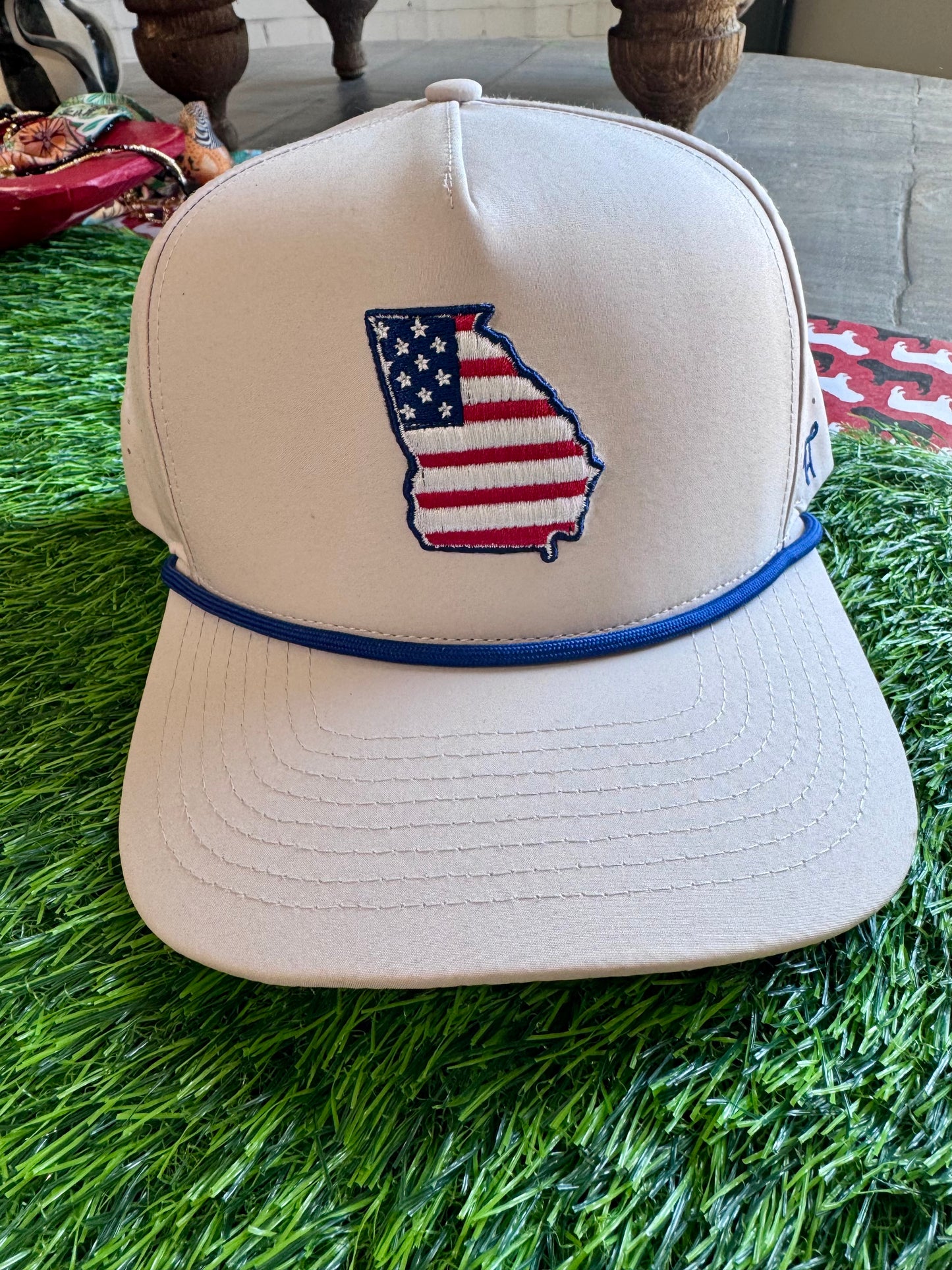Georgia flag state hat khaki