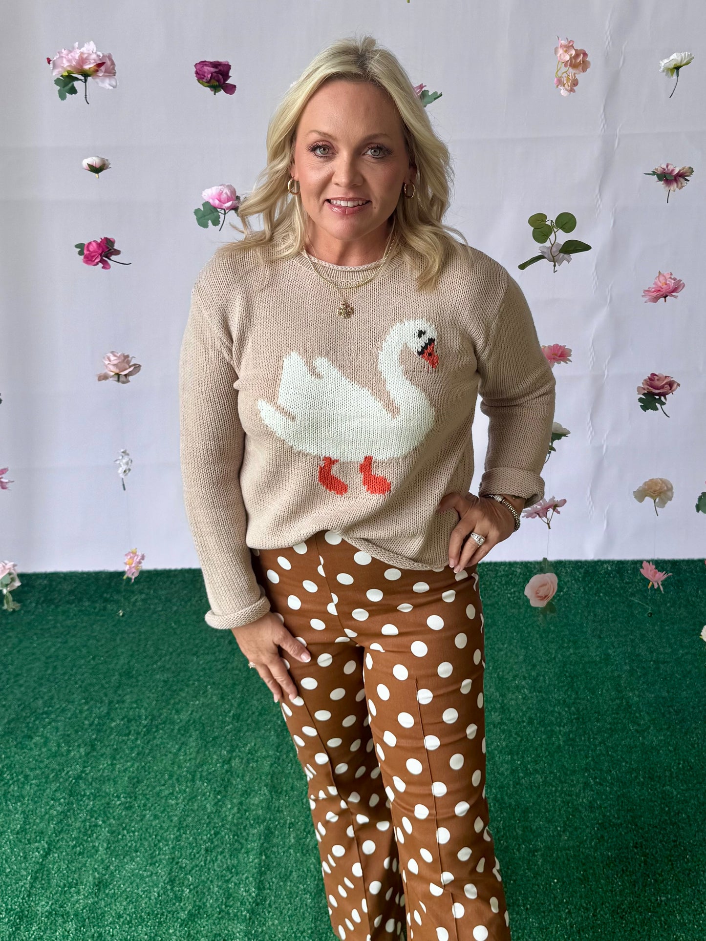 Brown polka dot pants