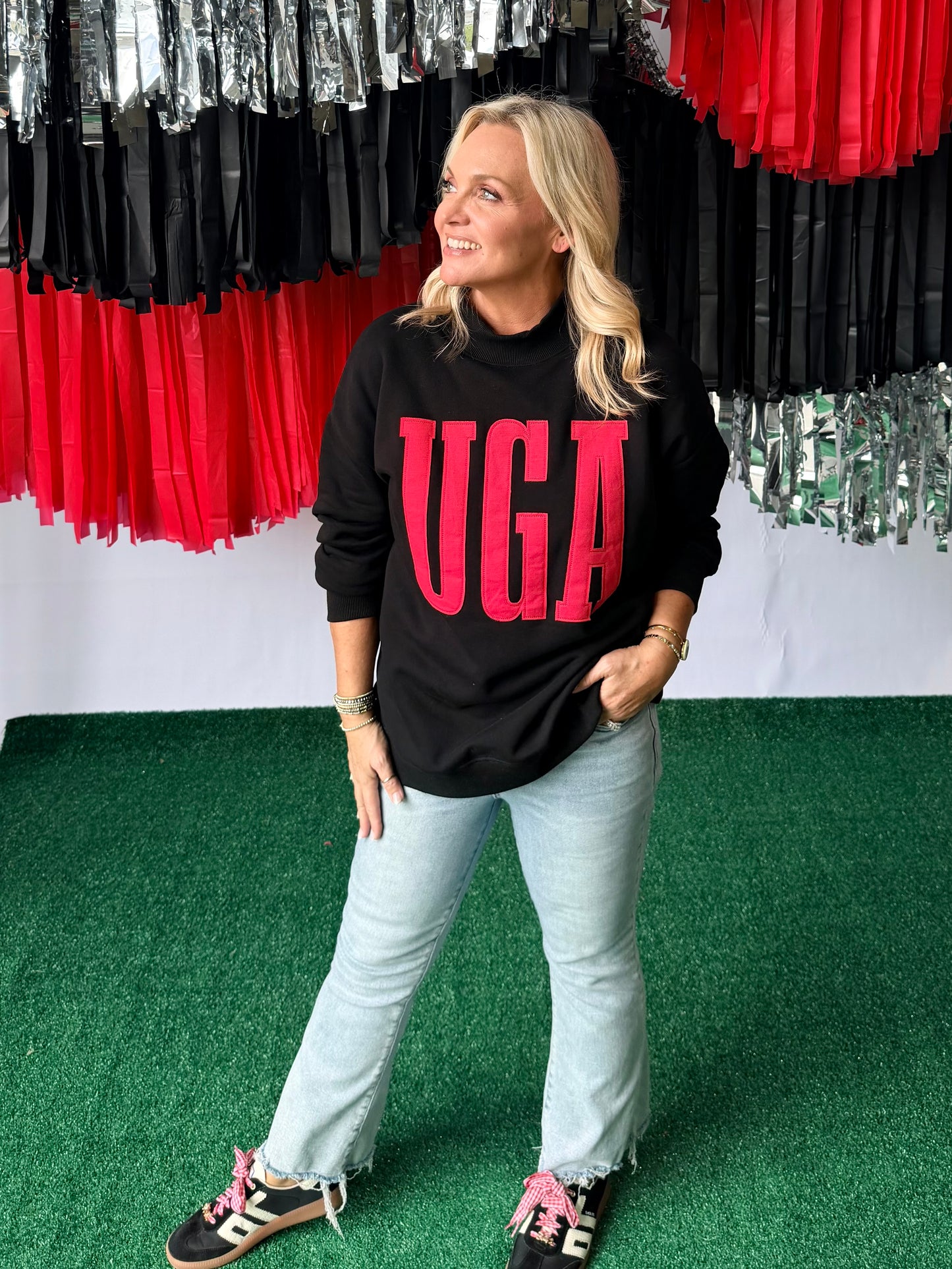 Mock neck with UGA appliqué licensed