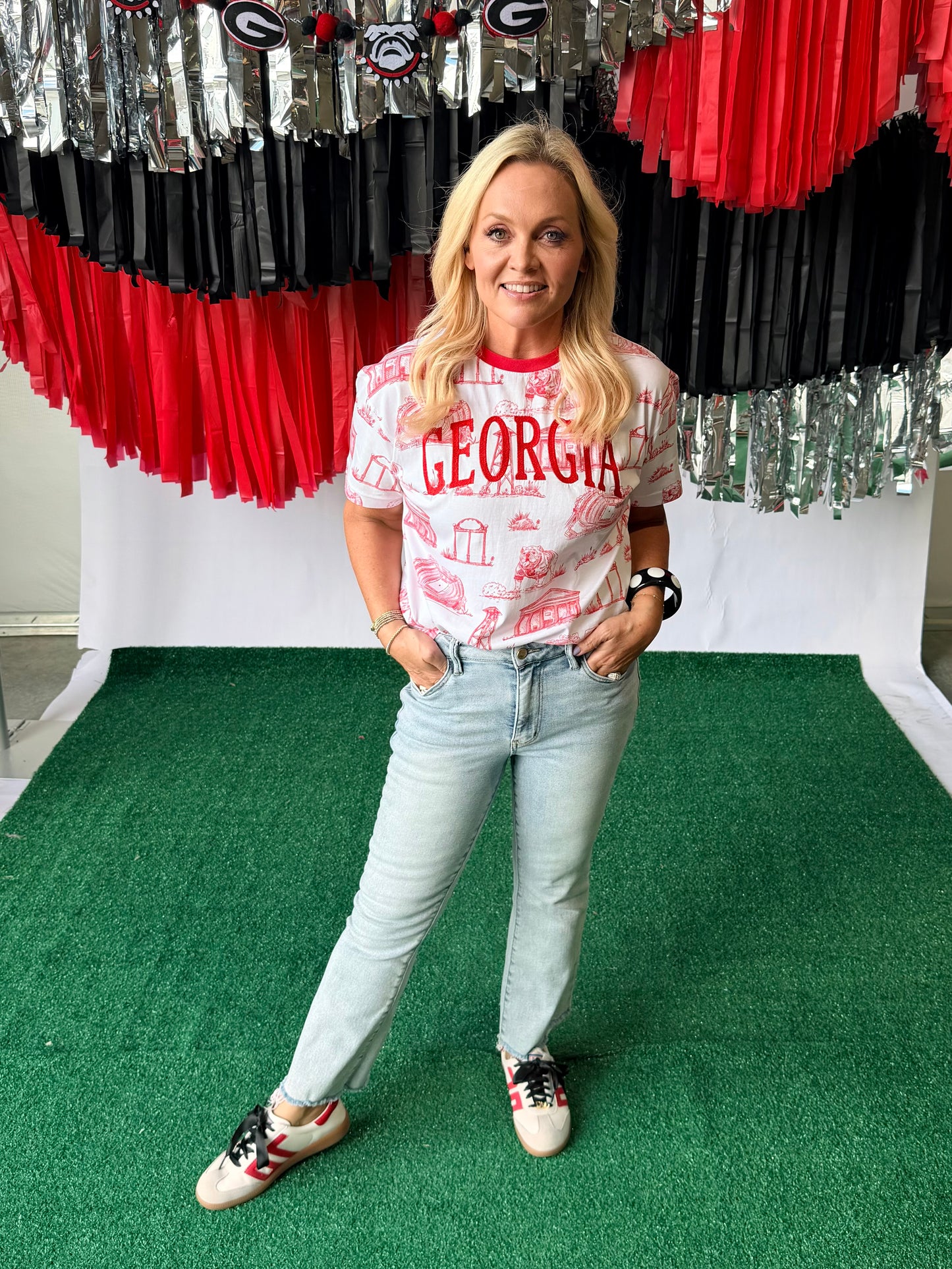 The Team Toile Embroidered Tee Georgia licensed