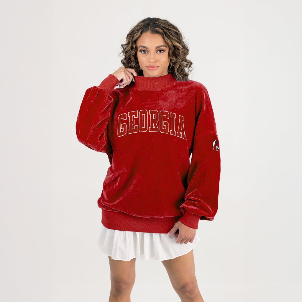 Chenille mock neck red licensed Georgia