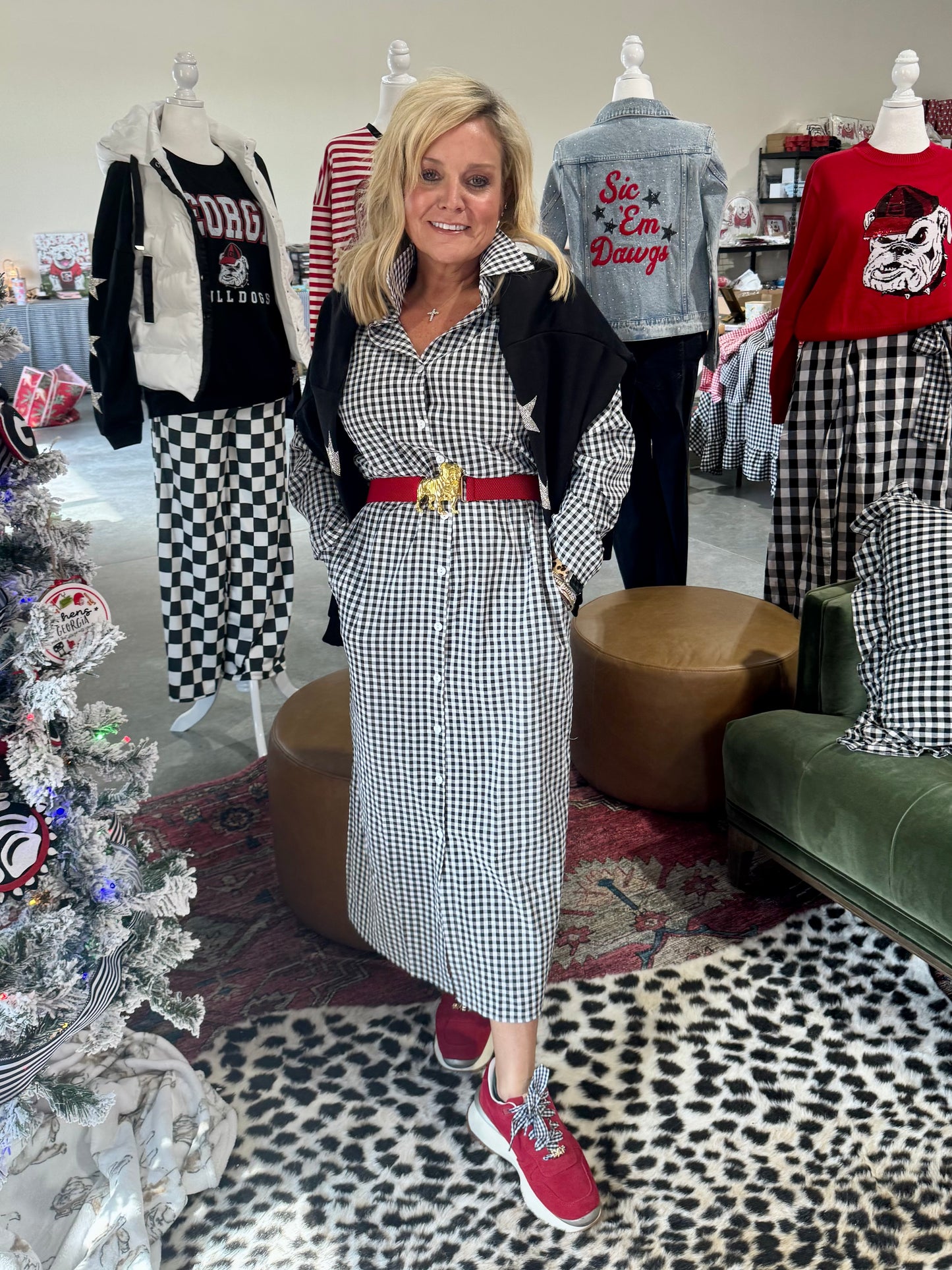 Gingham collection black and white shirt dress