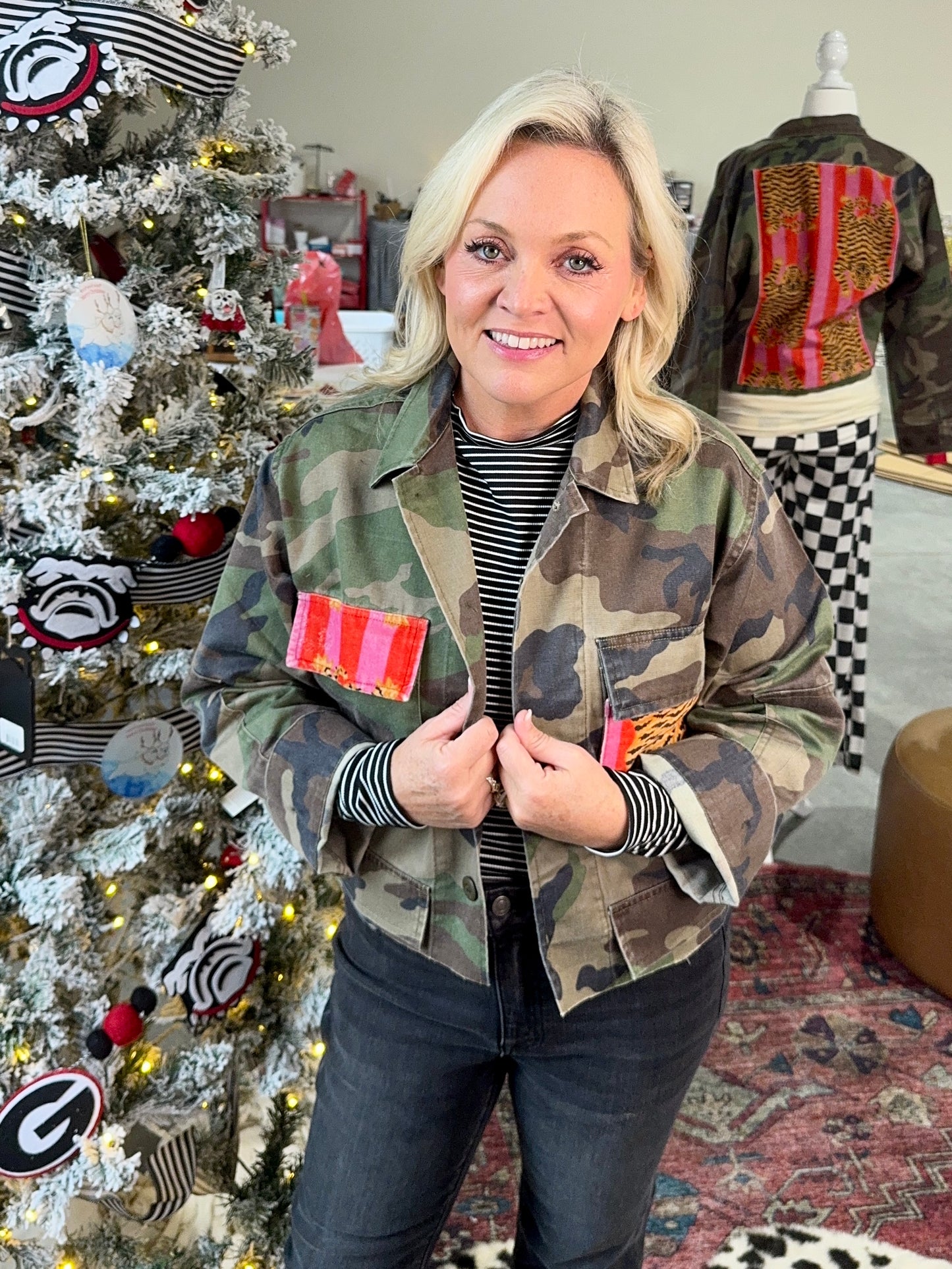 Camo jacket tiger velvet fabric patches