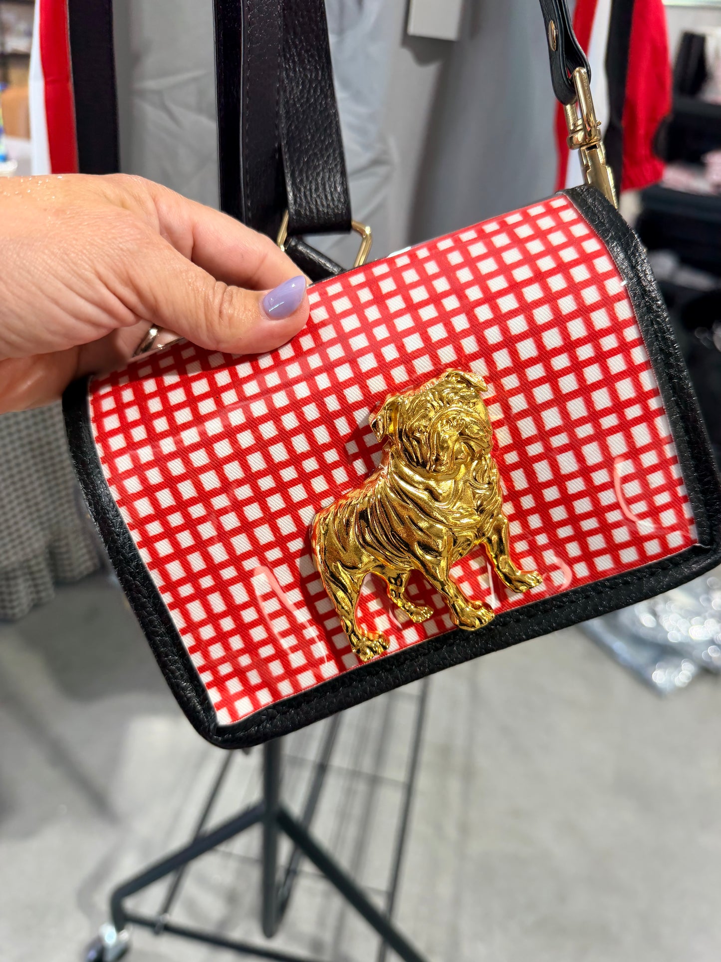 Red checked petite stadium clear purse