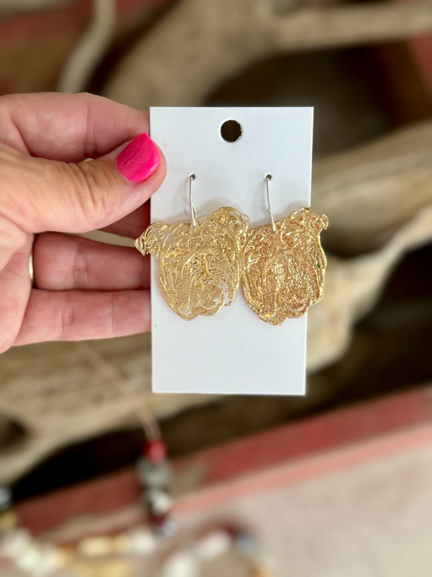 Dangle earrings gold dog