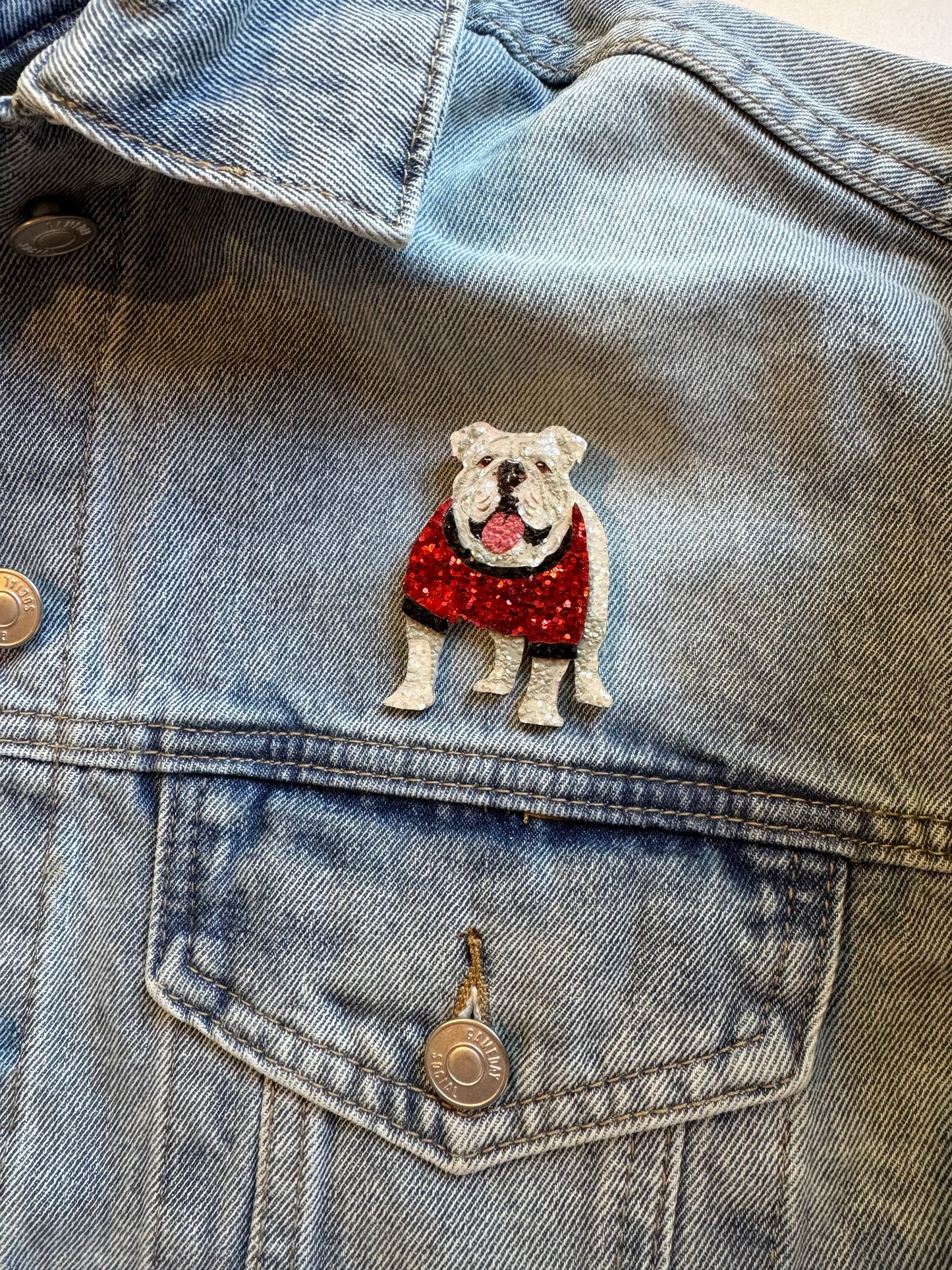 Sparkly lightweight dog pin standing dog