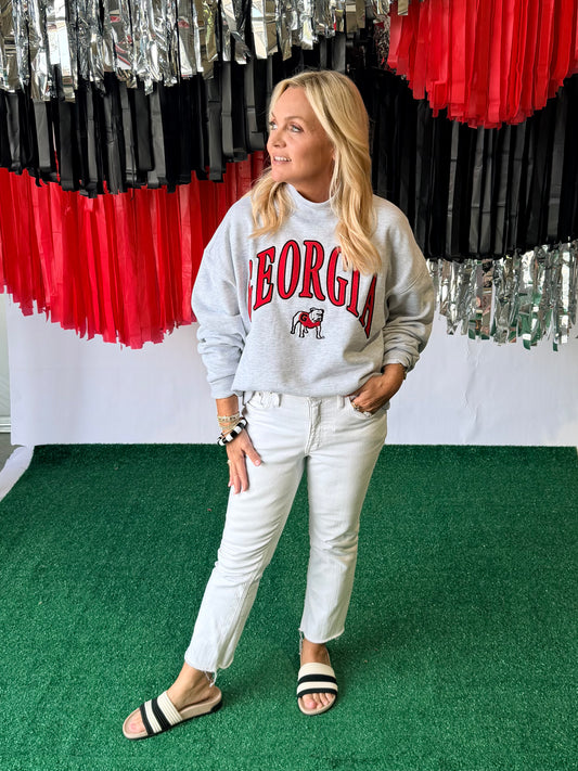 Mock neck licensed embroidered