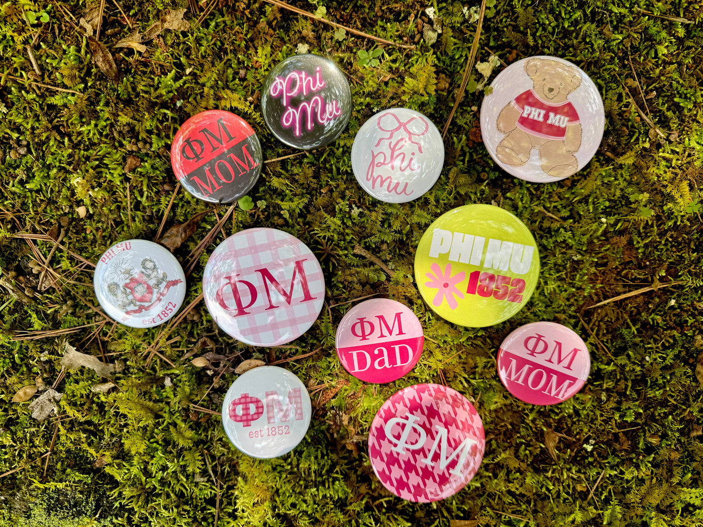Phi Mu game day pins