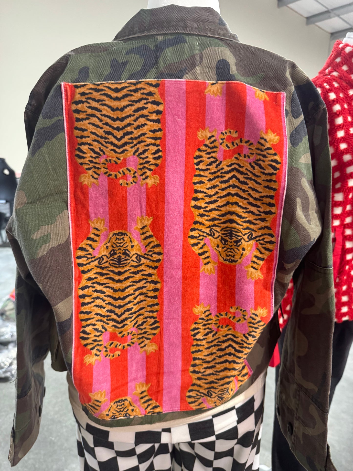 Camo jacket tiger velvet fabric patches