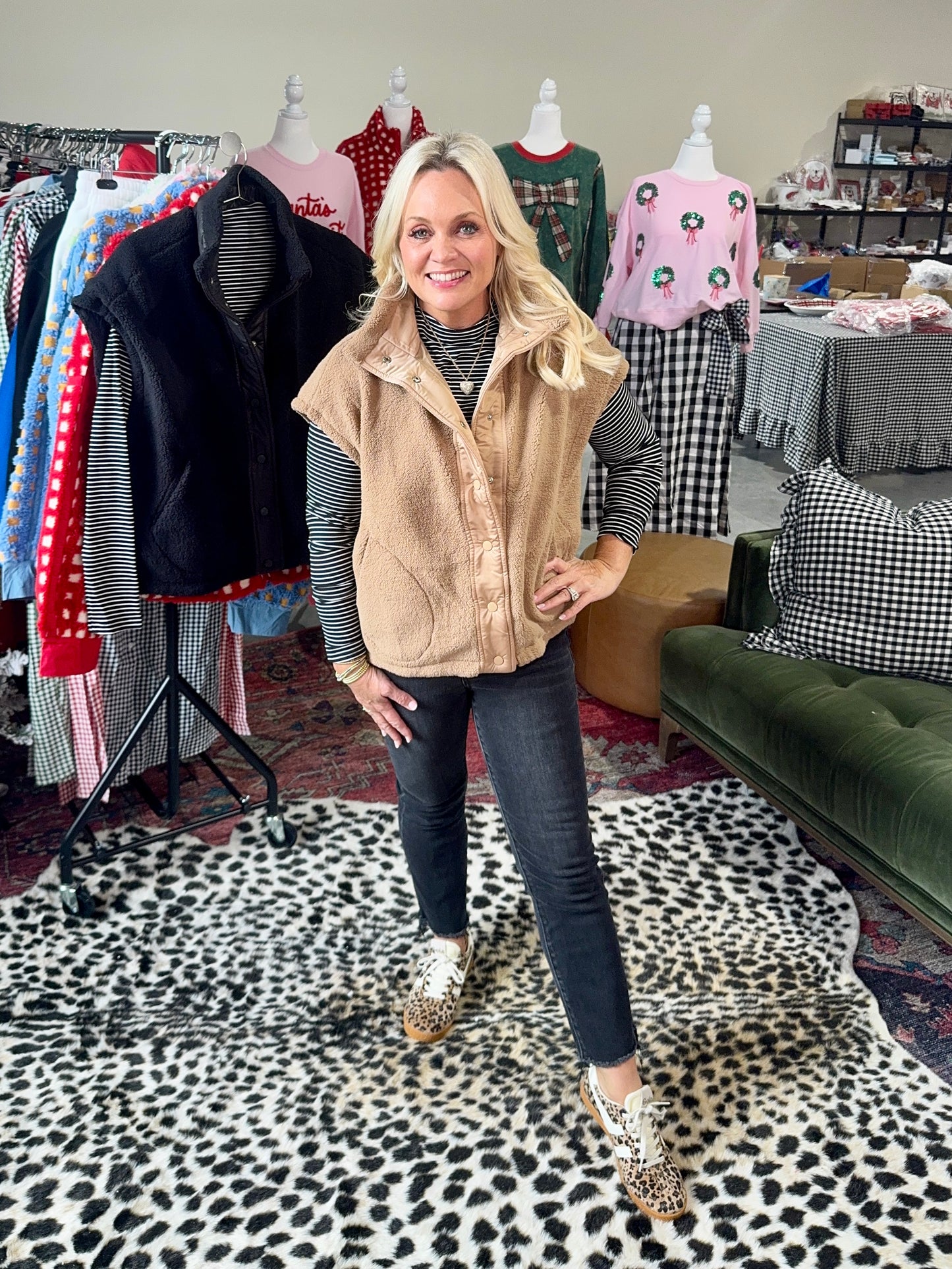 Sherpa oversized vest camel color