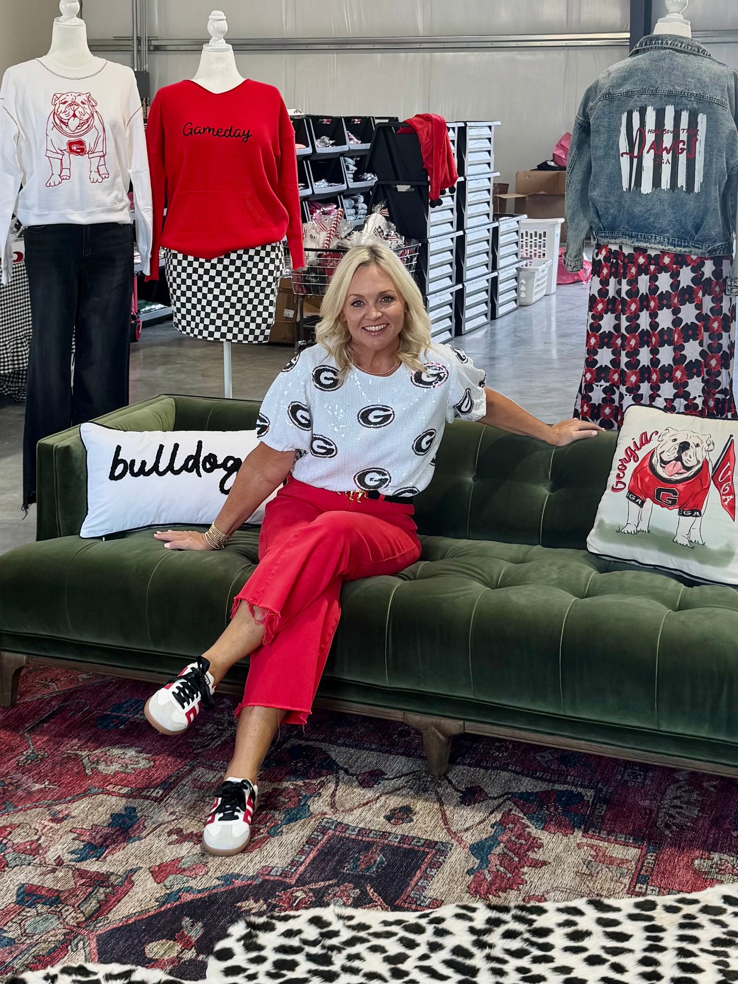 Cropped  full sequin UGA logo licensed top