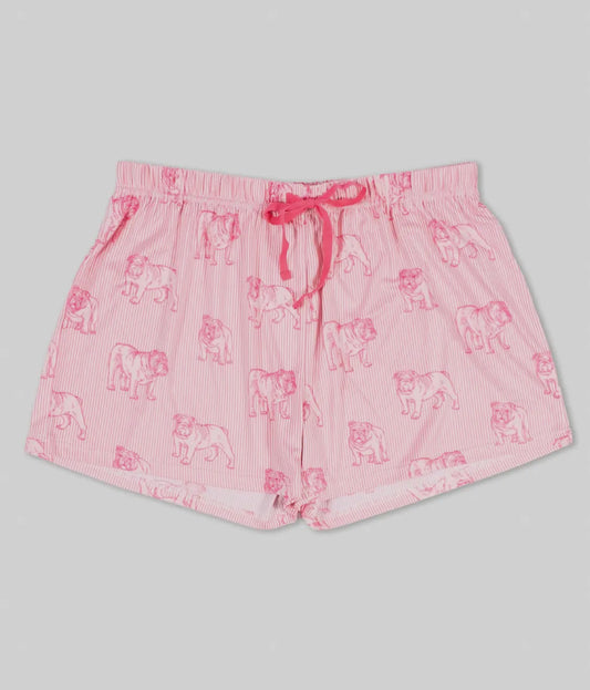 Pink bulldog pajama shorts ladies