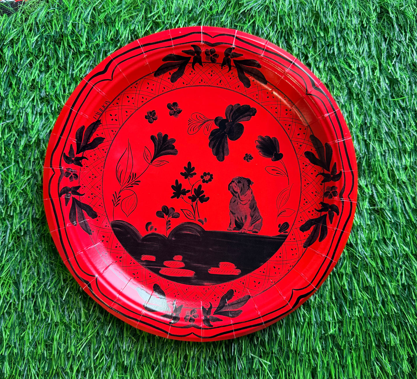 Set of 8 bulldog paper plates