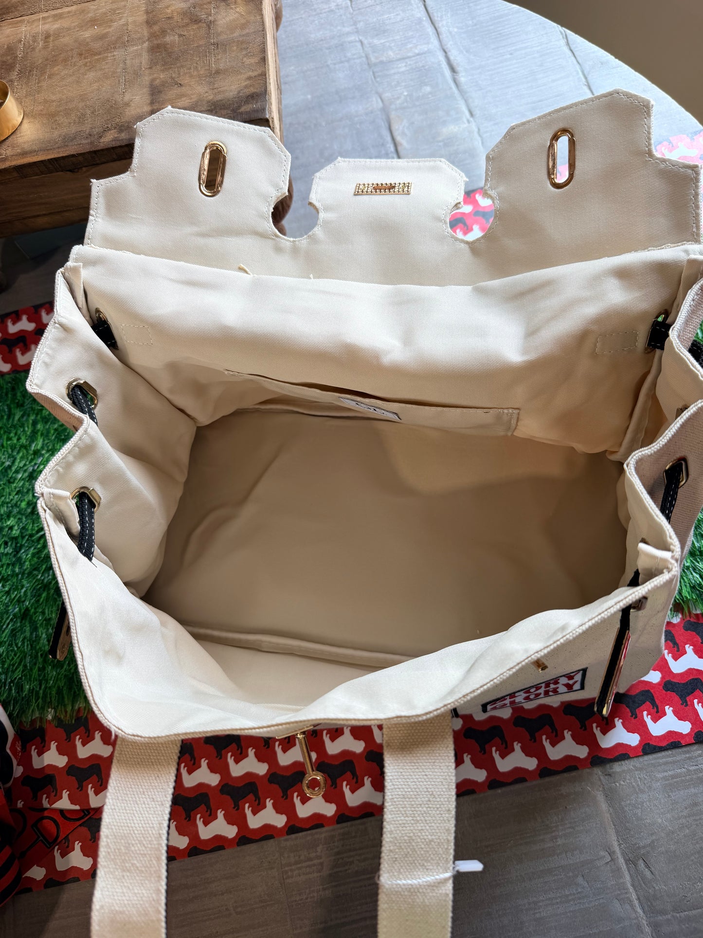 Game day luxury game day tote with patches and scarf exclusive