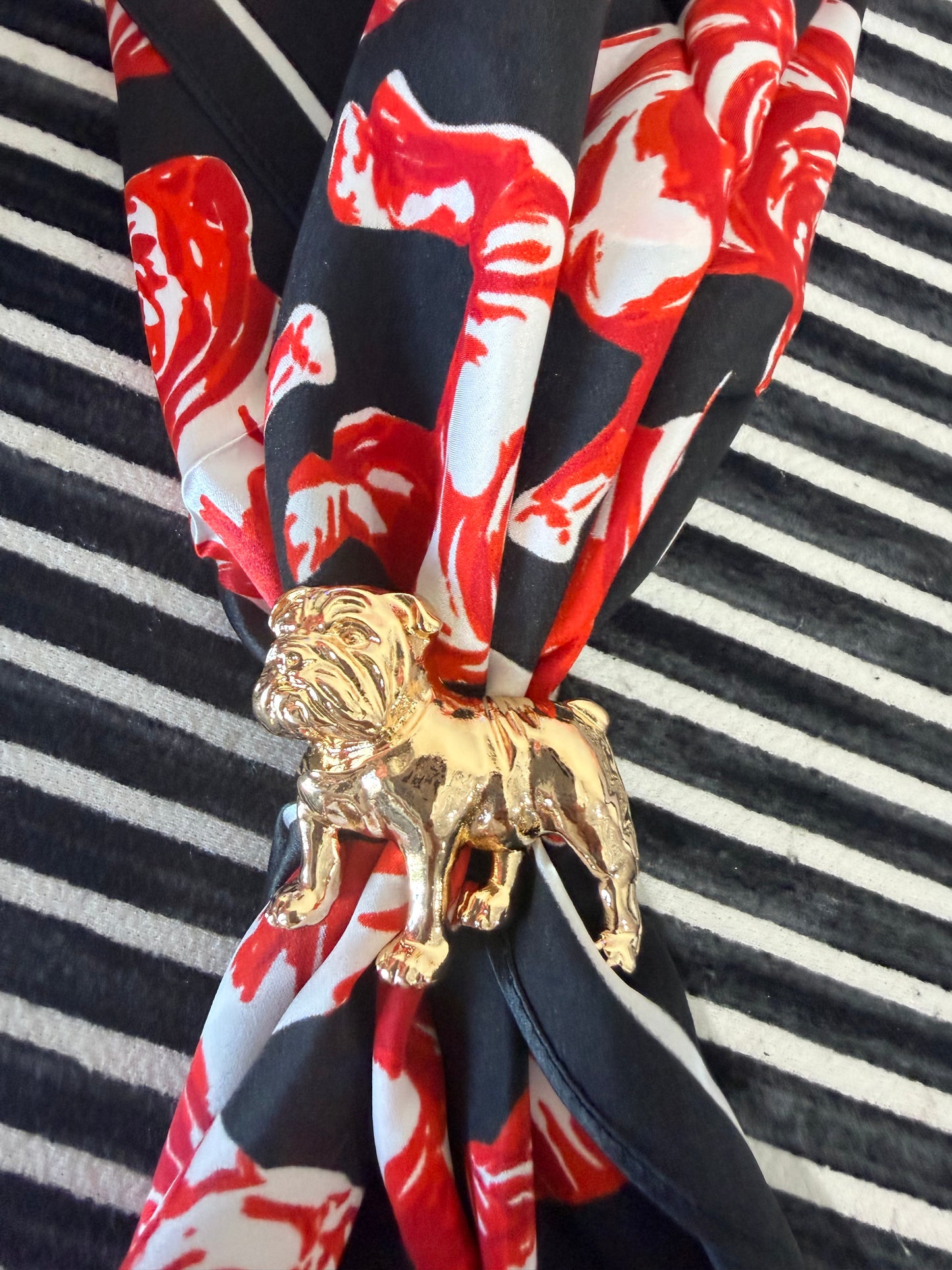 Bulldog gold scarf slide
