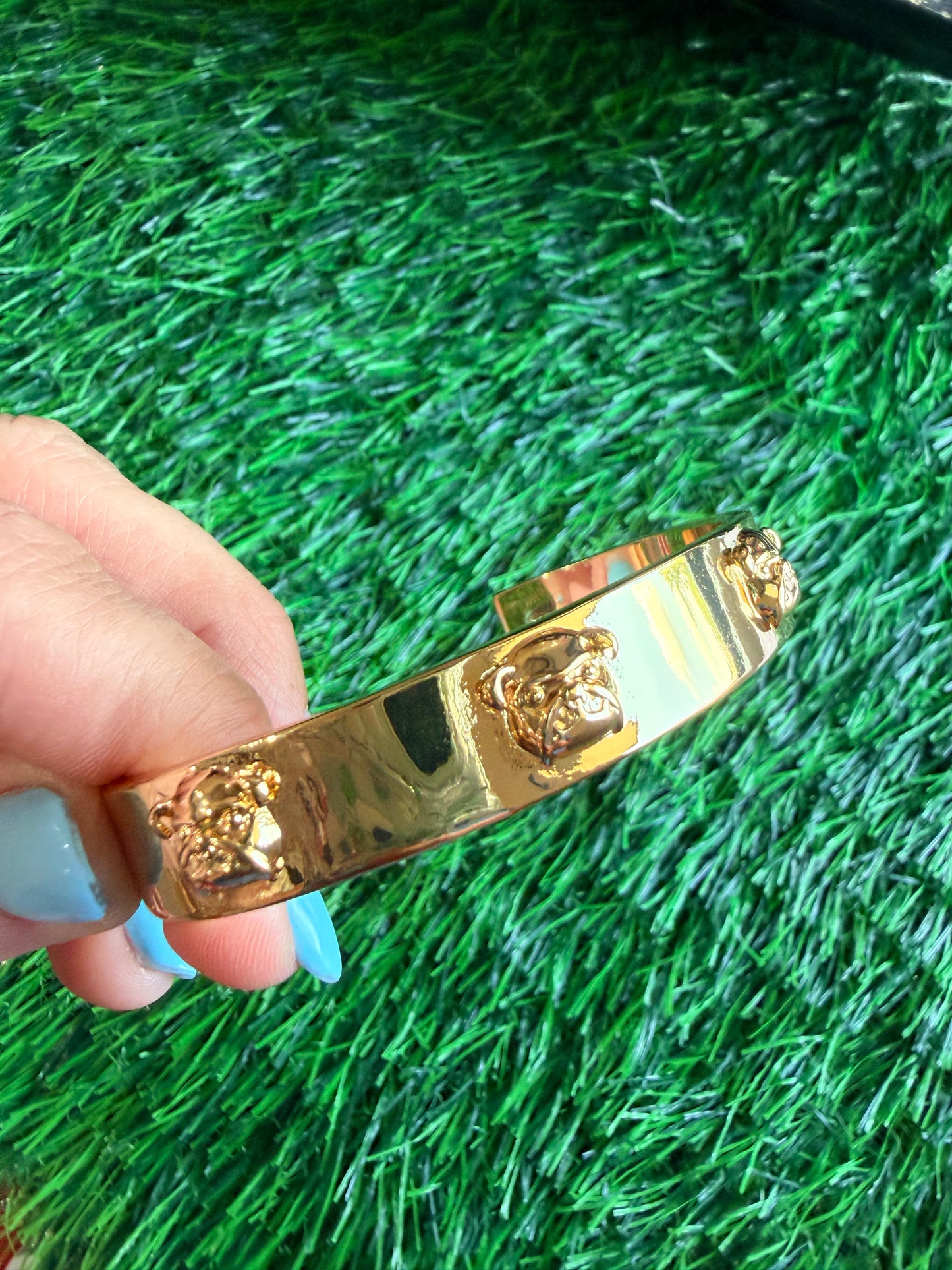 Gold bulldog bangle
