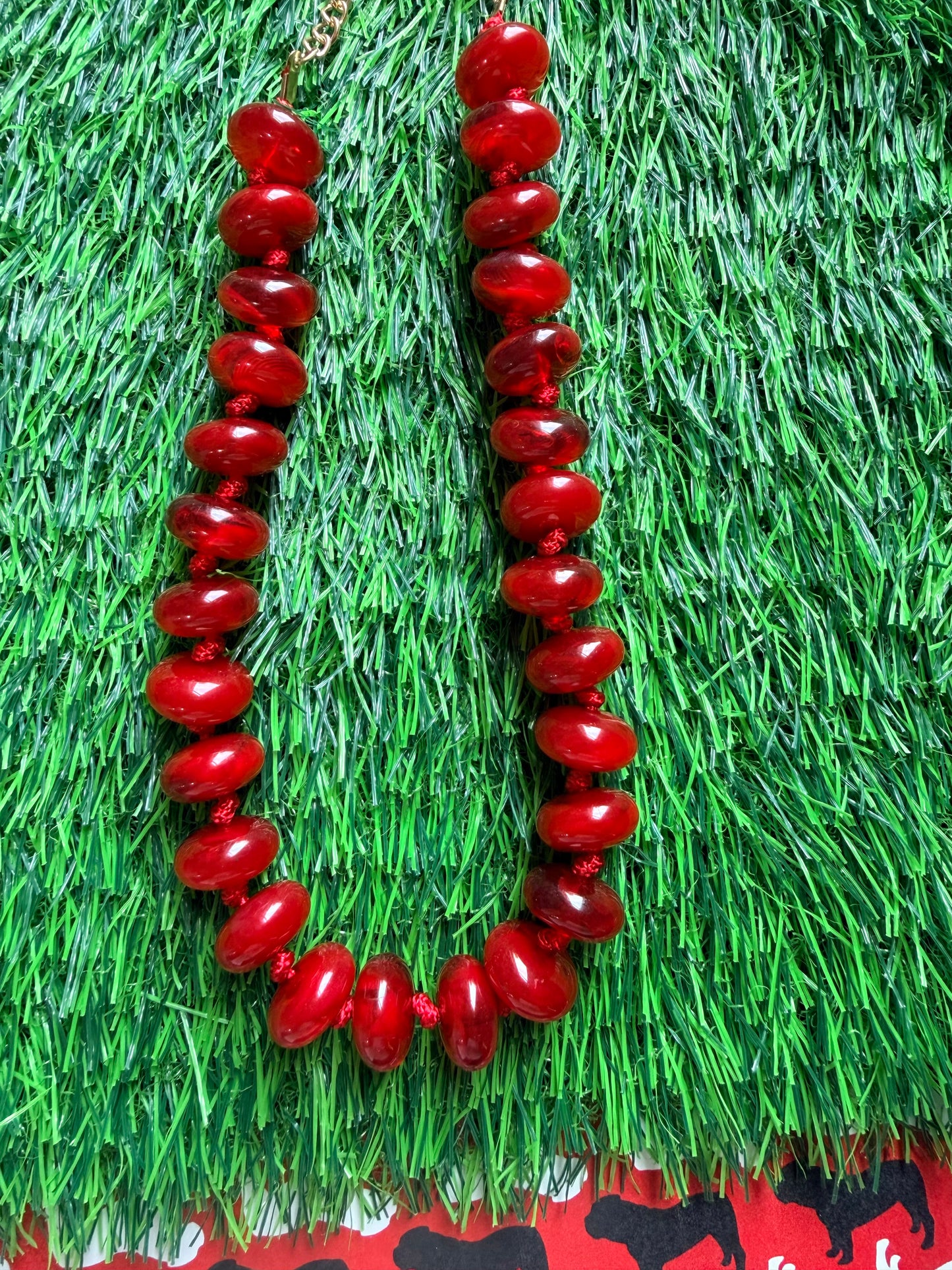 Red beaded necklace acrylic