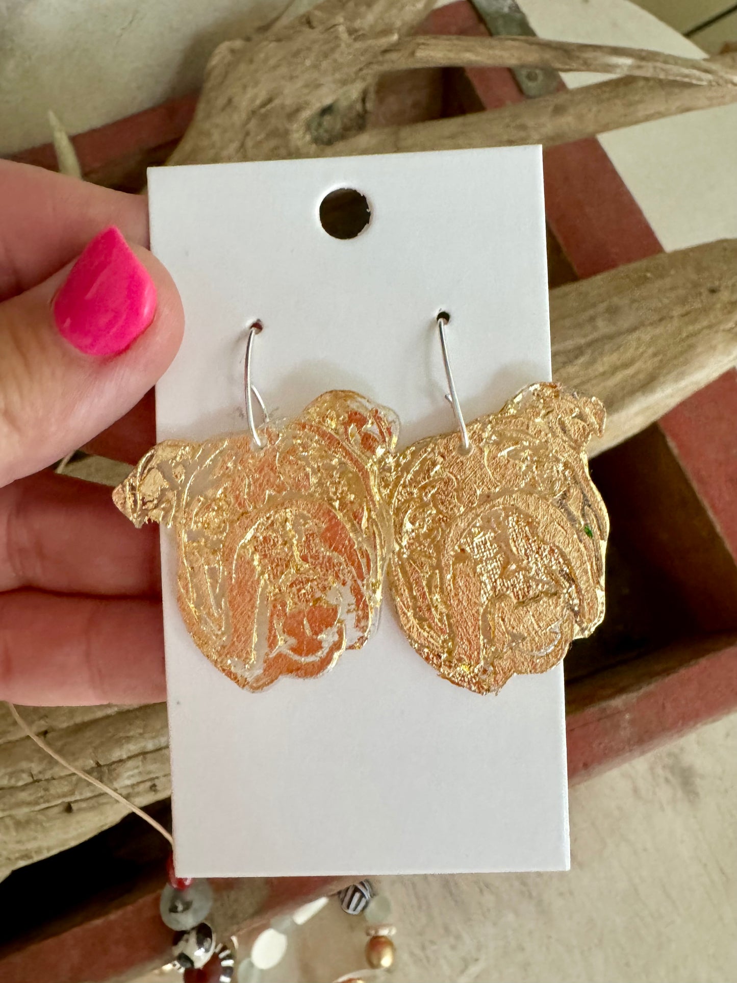 Dangle earrings gold dog