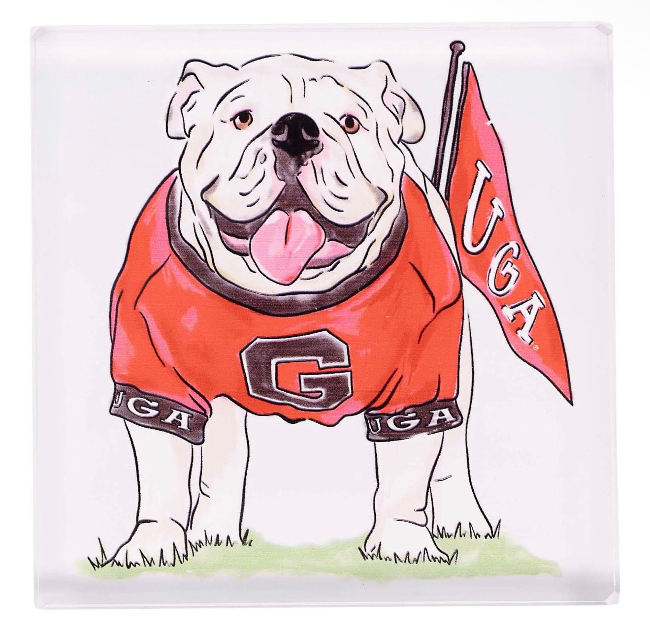 Acrylic napkin holder with dawg napkin weight