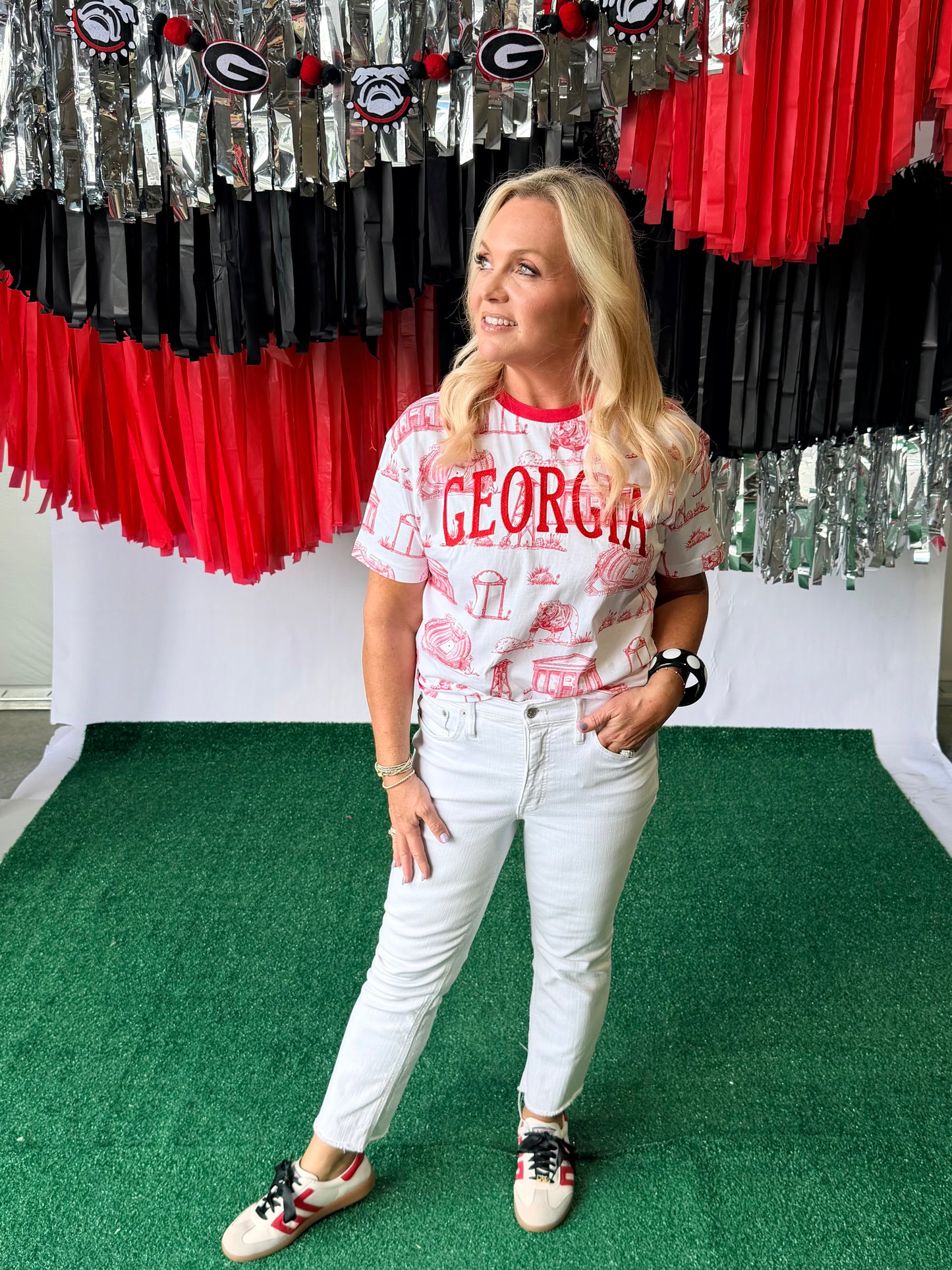 The Team Toile Embroidered Tee Georgia licensed