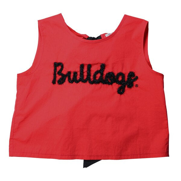 Rope script tie back cropped tank with bows