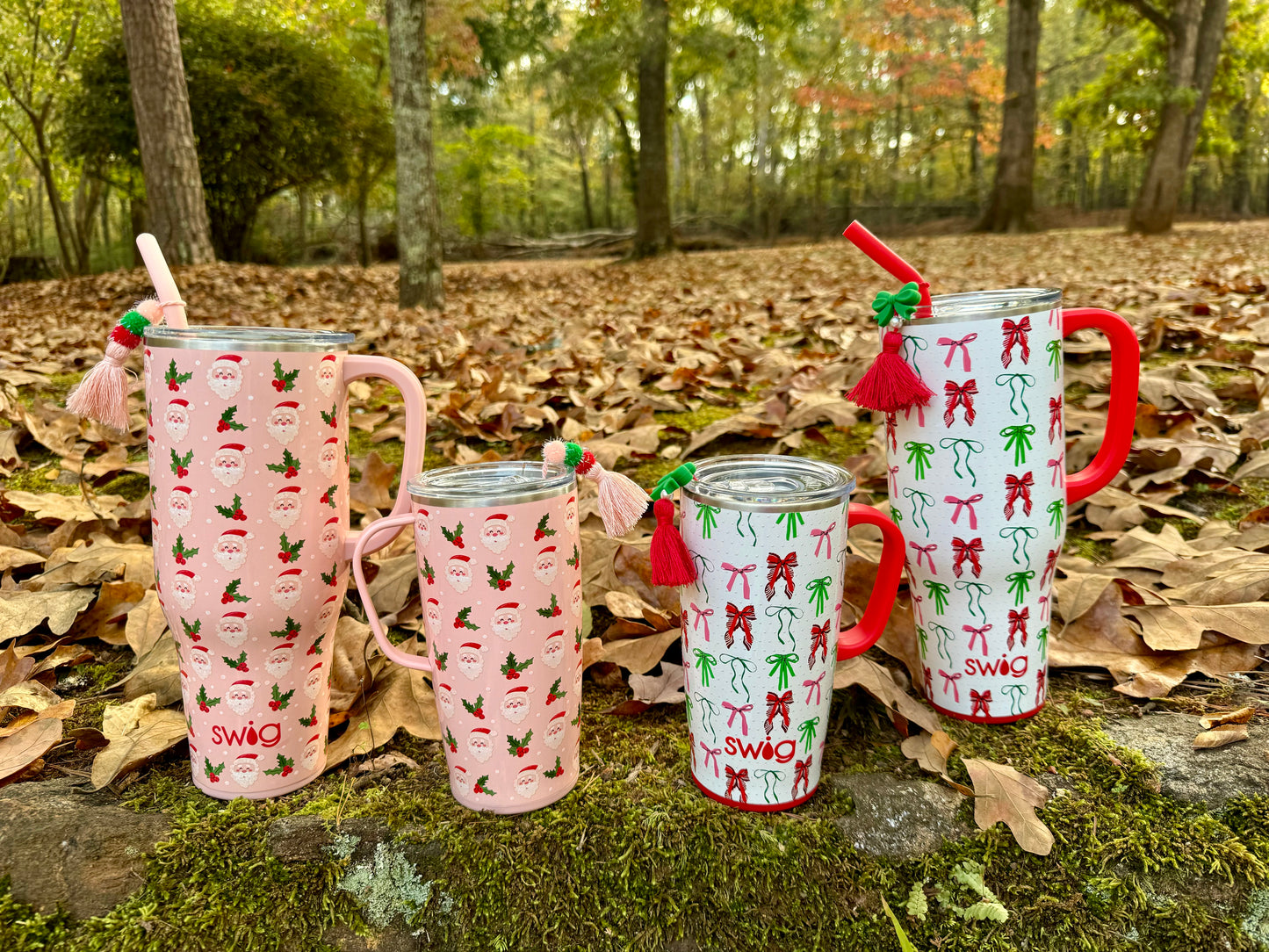 Swig mega mug 40 oz ribbons and bows Christmas