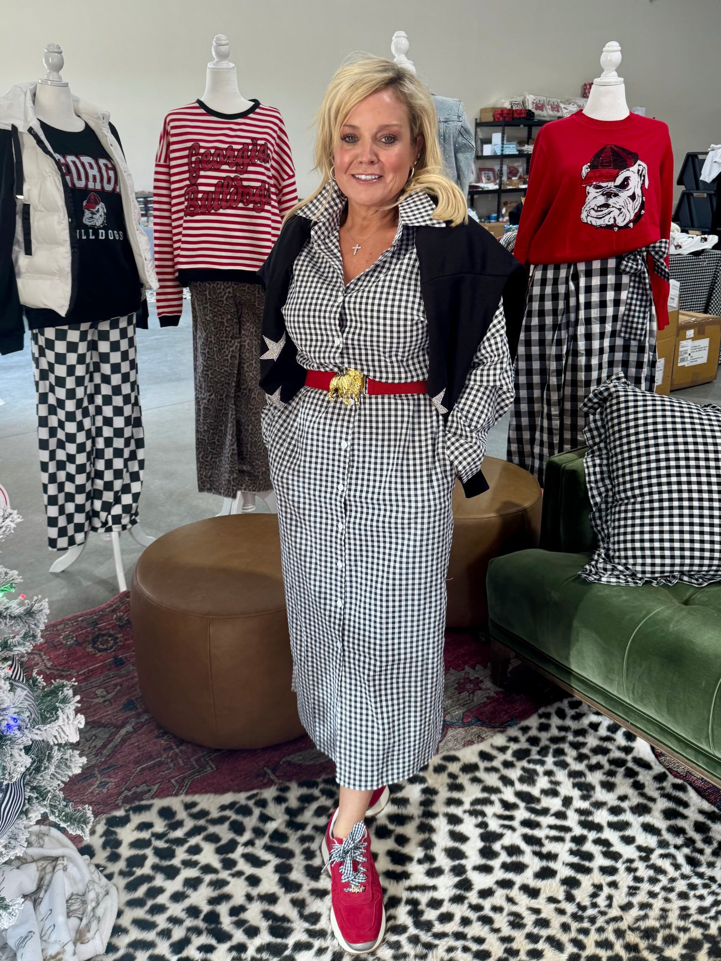 Gingham collection black and white shirt dress