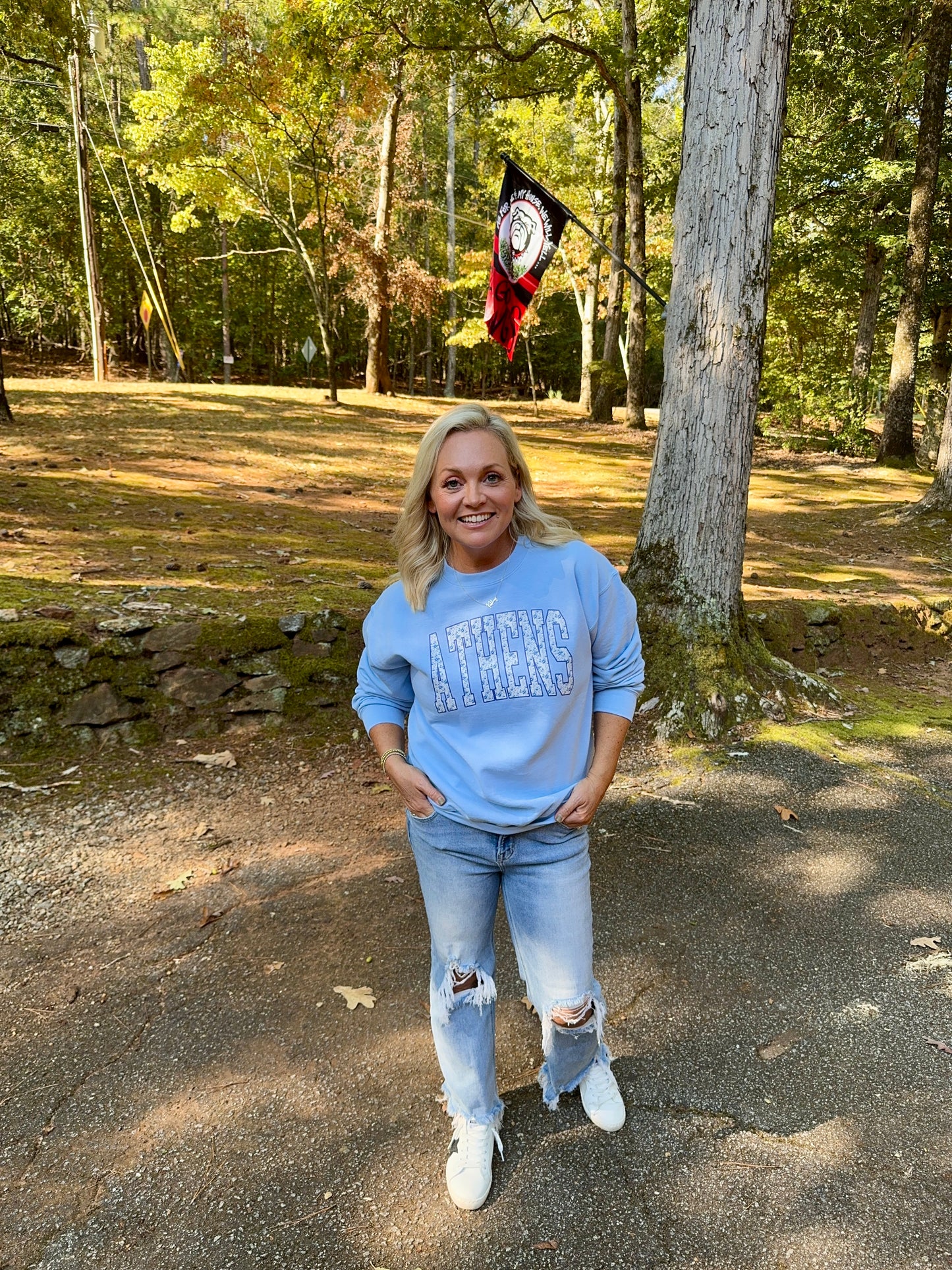 light blue and floral Athens Sweatshirt fall collection UGA fall collection