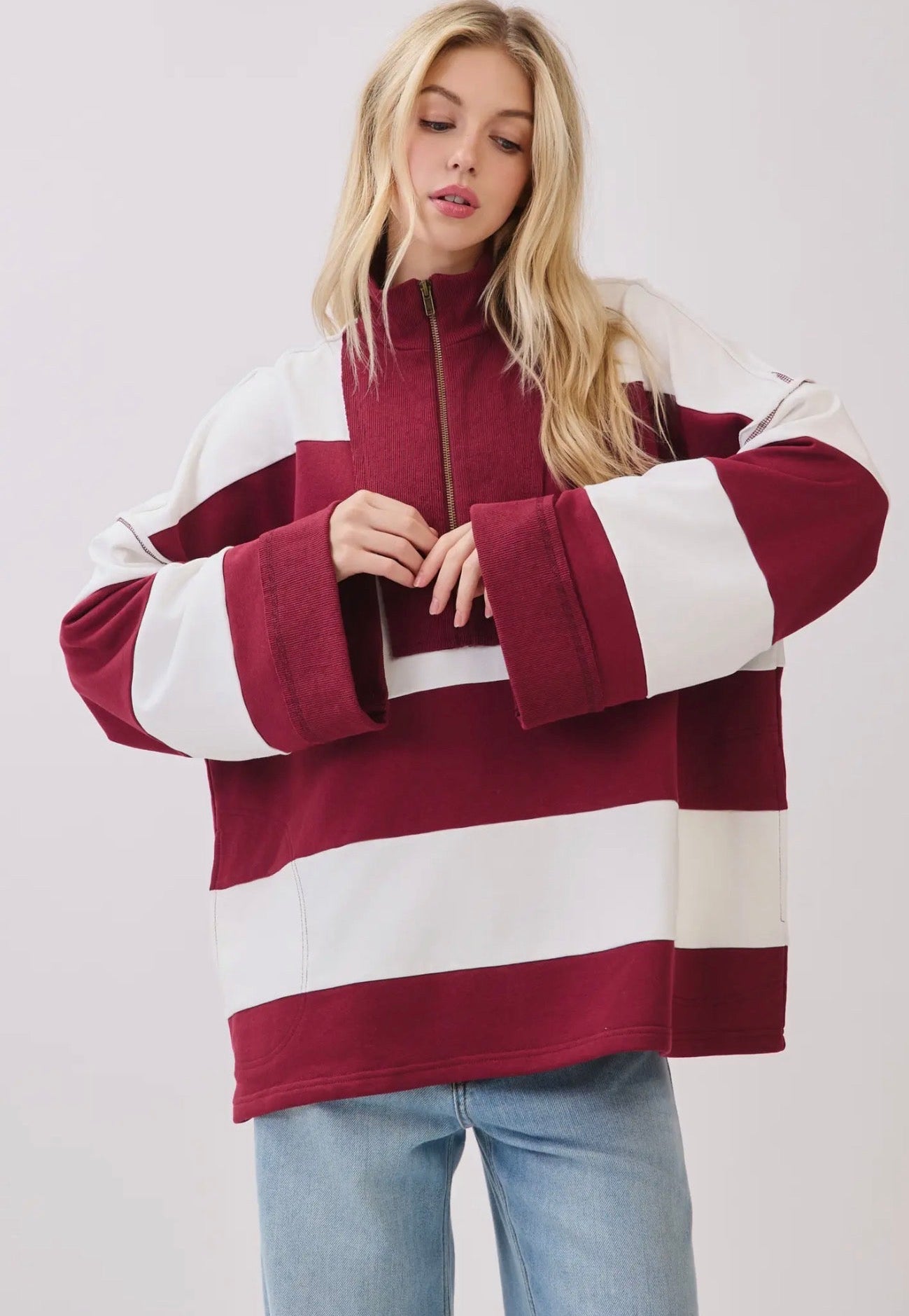 Varsity puloger maroon and white