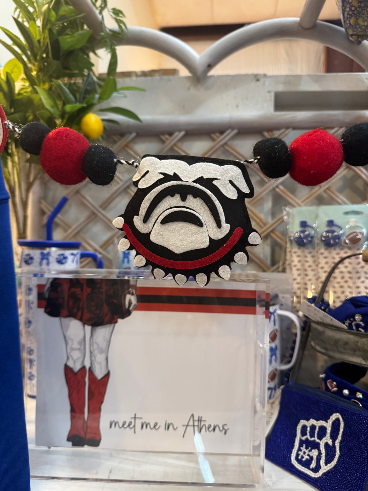 Athens ga Glory Haus licensed super bulldog banner garland pom pom