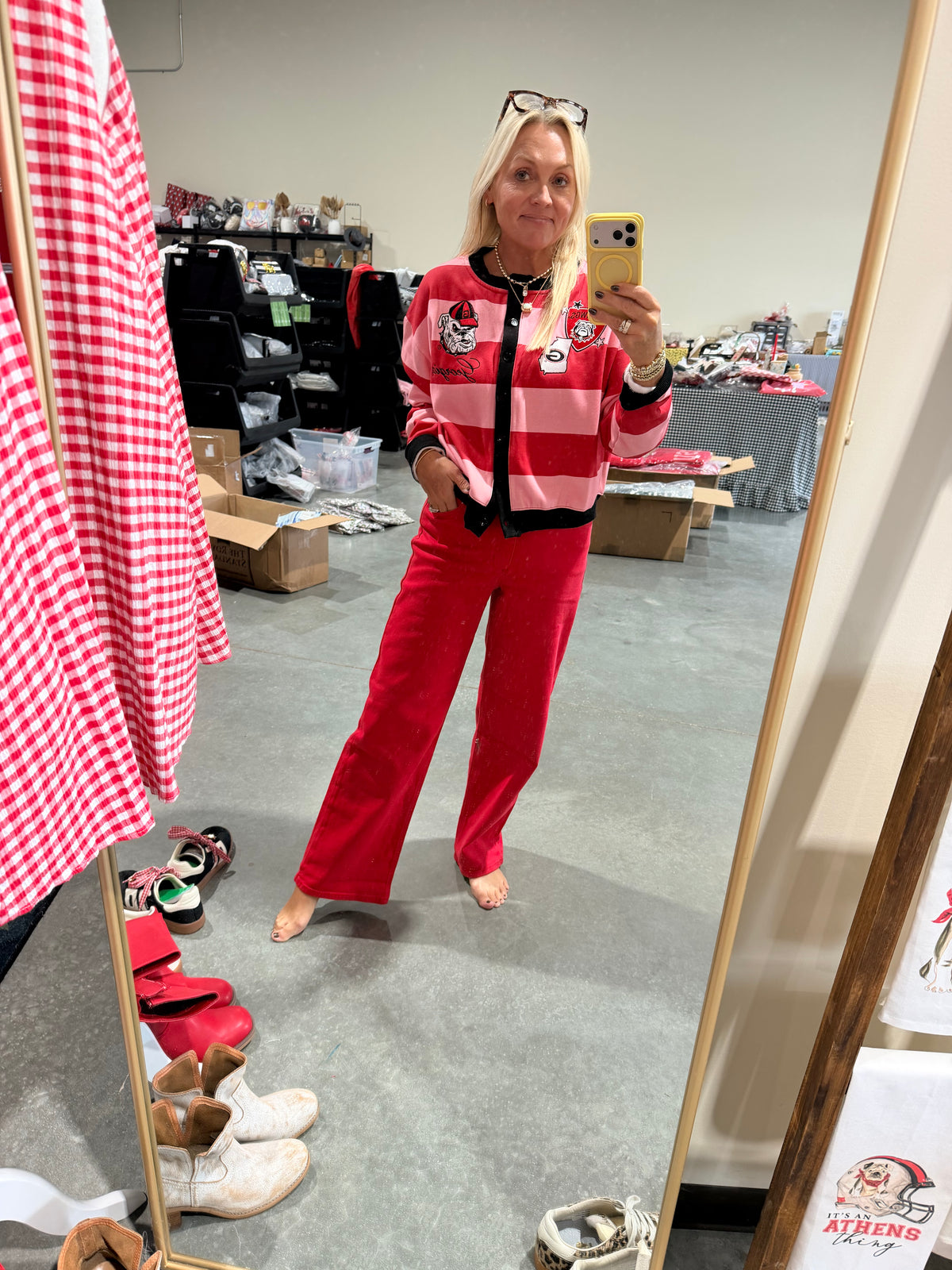 Red vintage straight jeans