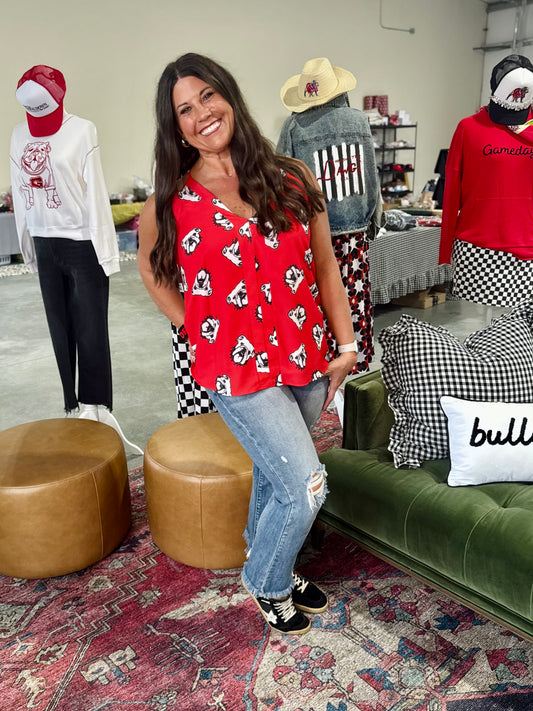 flowy tank oversized with bulldogs