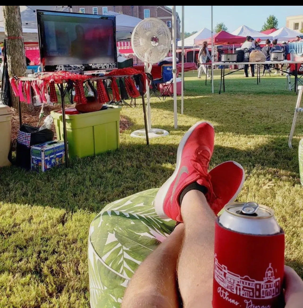 It’s Saturday in Athens can koozie red