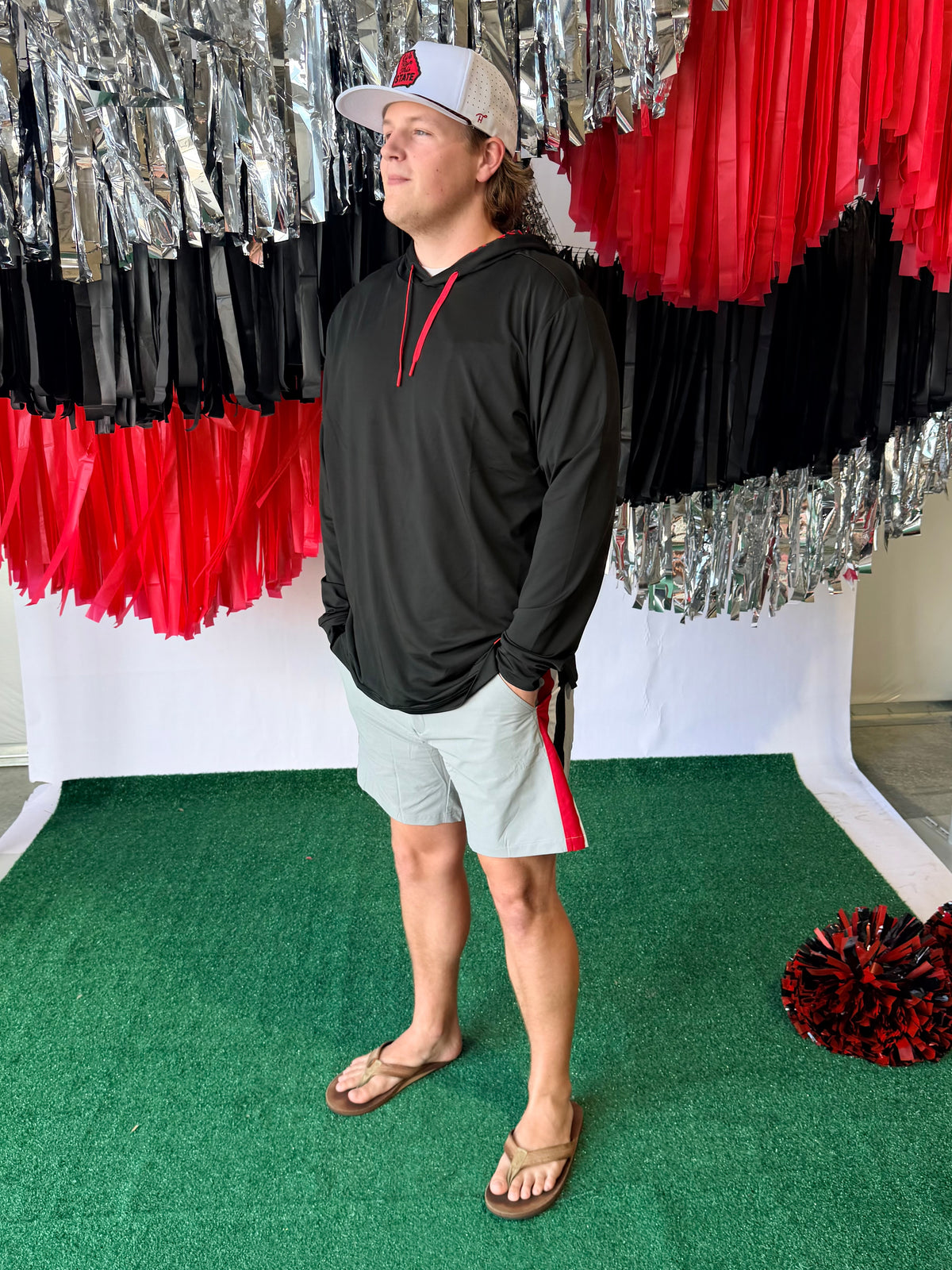 Men’s wear Athens red and black performance hoodie