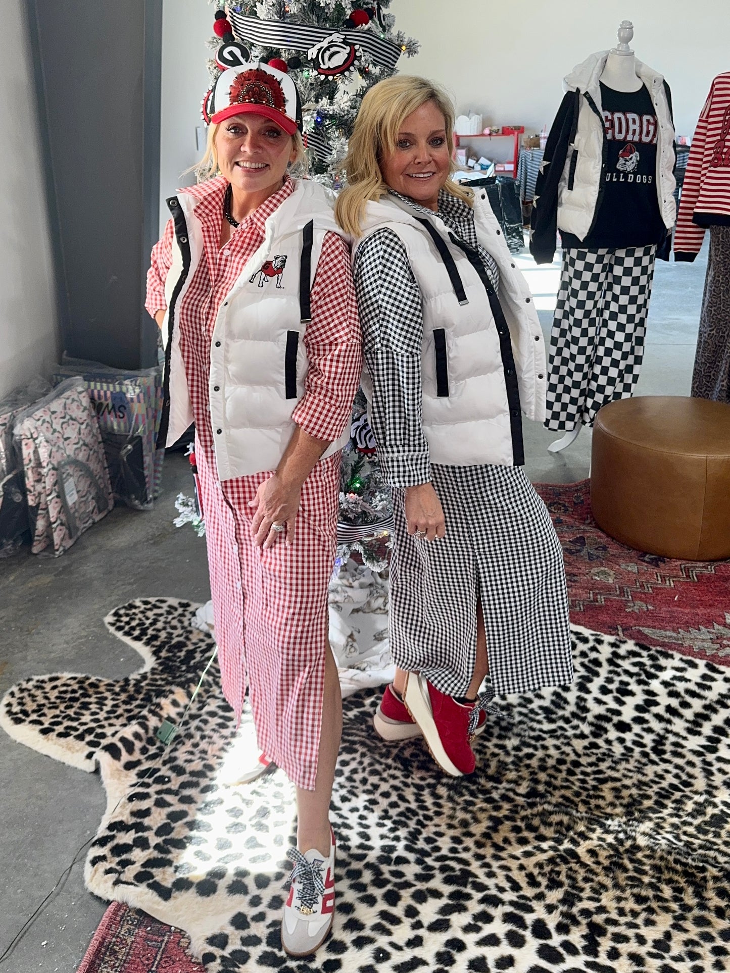 Gingham collection shirt dress red and white