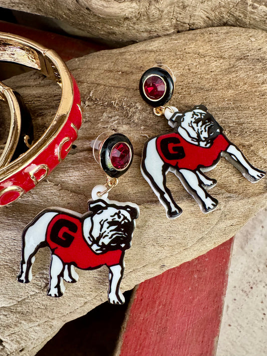 Georgia hairy dawg resin mascot earrings licensed