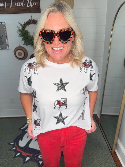 Heart red and black rhinestone sunglasses