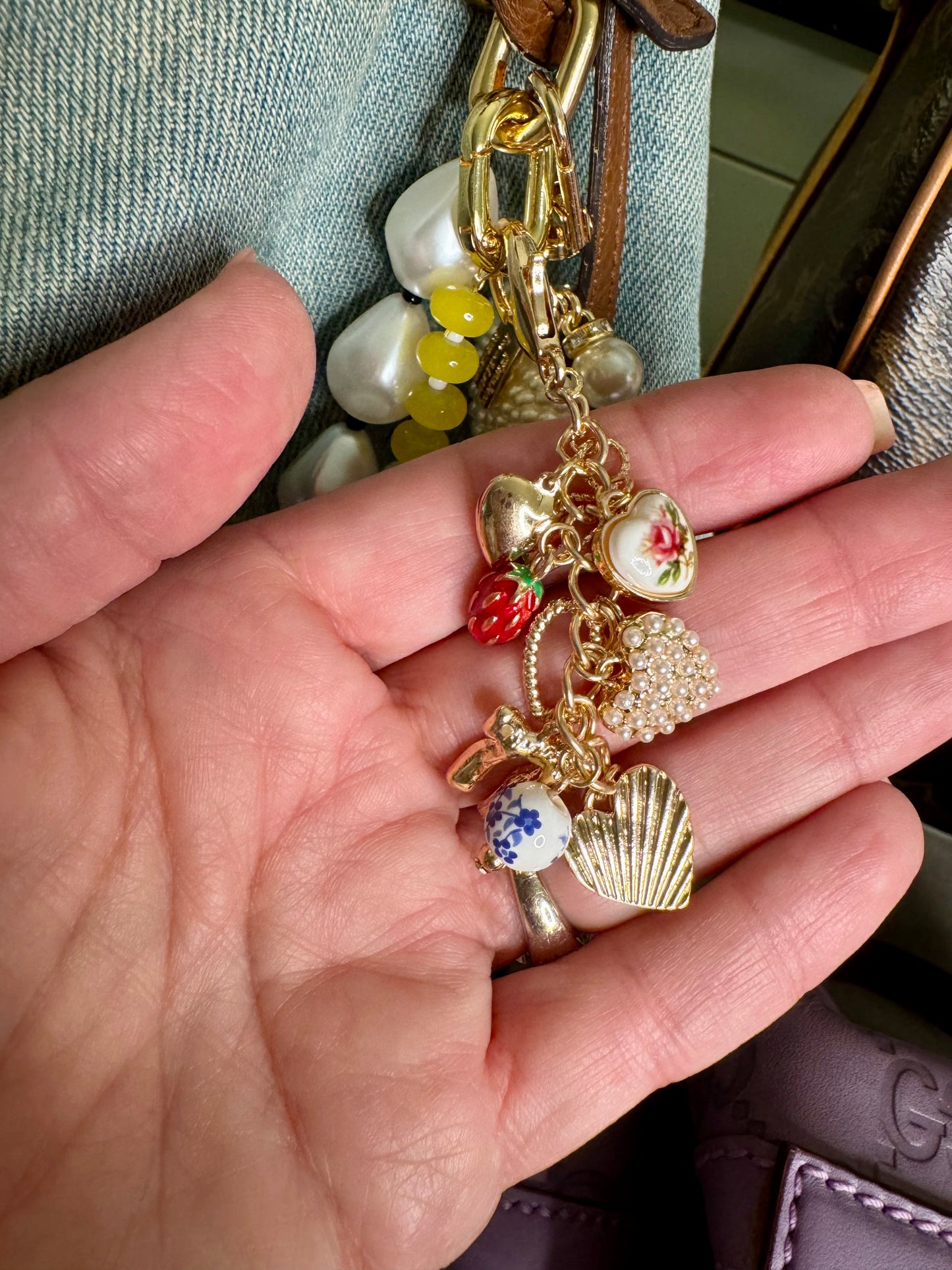 Key chain purse charm gold trinkets