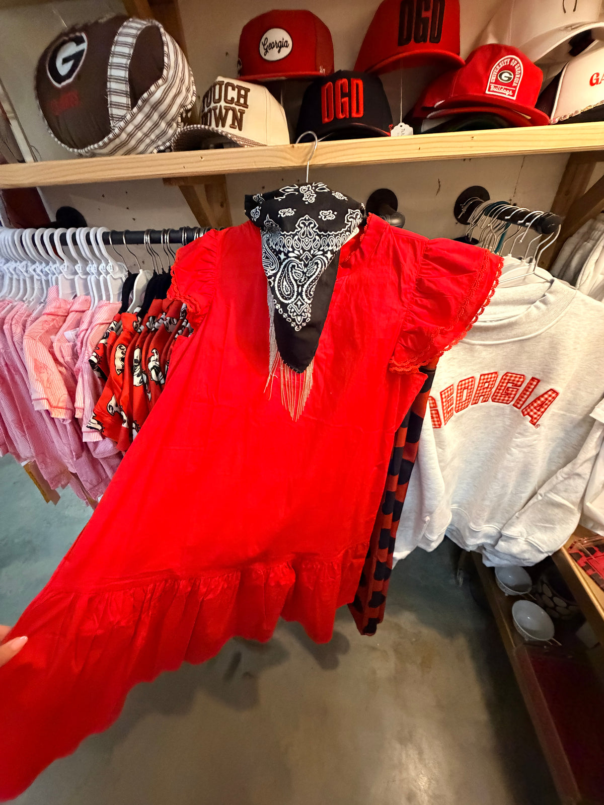 Red Mary square dress