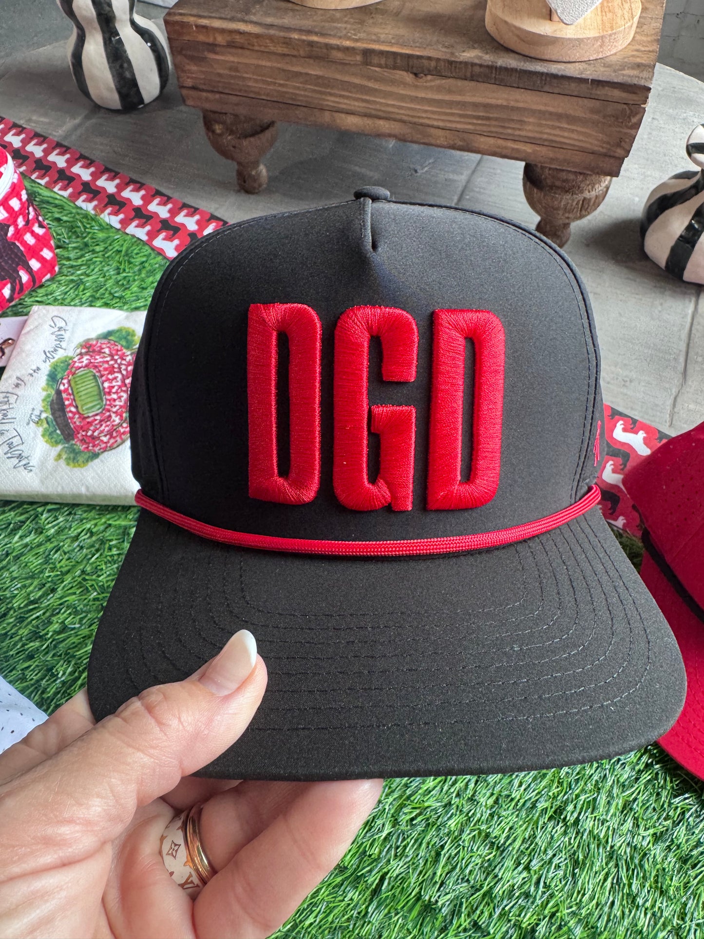DGD black hat with red embroidered rope style