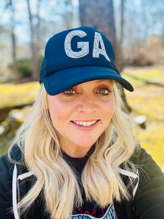 Rhinestone GA trucker hat black