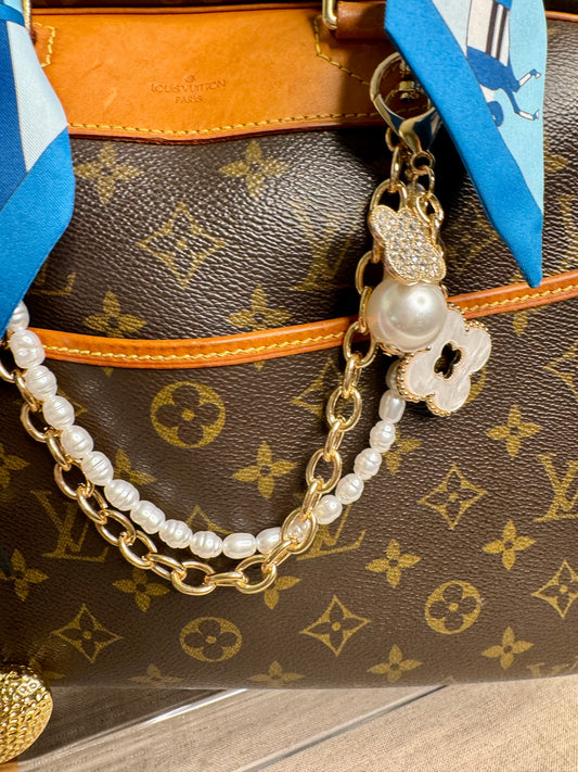 Pearl and gold chain for purse. Purse charm