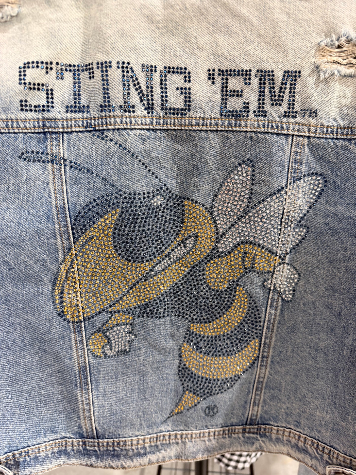 Georgia Tech rhinestone denim jacket licensed