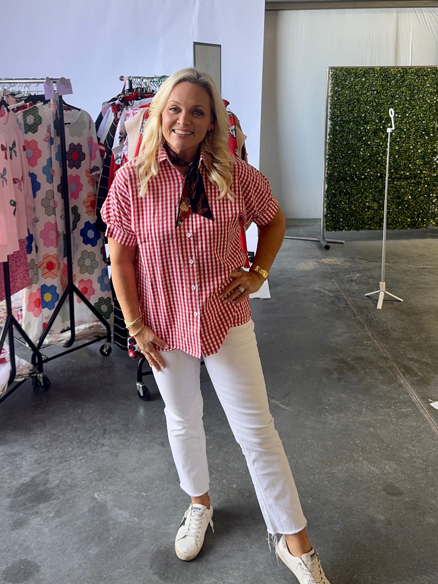 Gingham collection red and white checked shirt up to size 2XL!