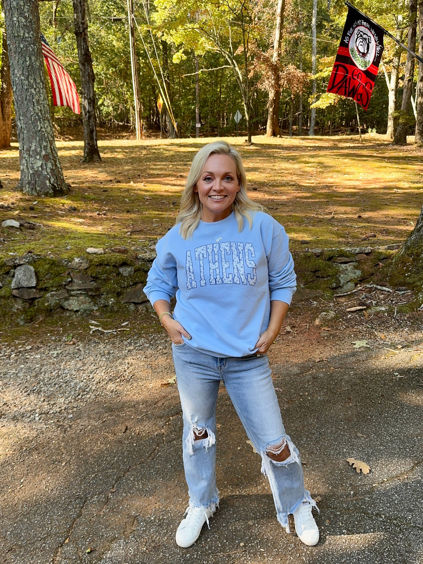 light blue and floral Athens Sweatshirt fall collection UGA fall collection