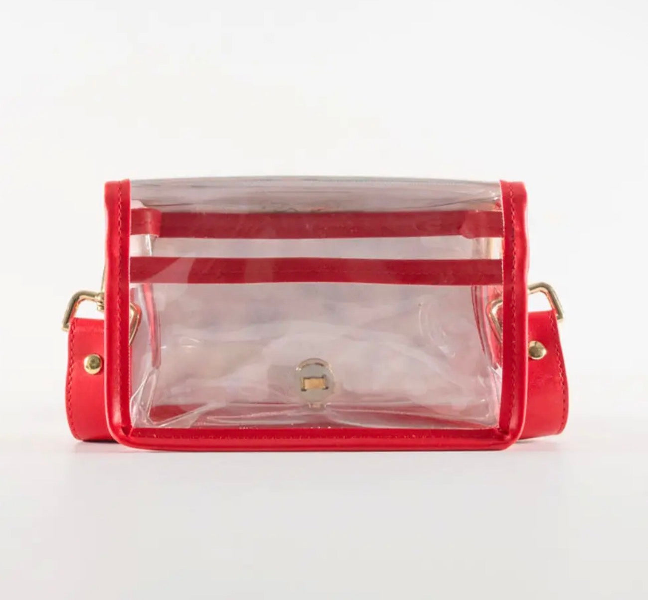 Petite black clear bag with red trim
