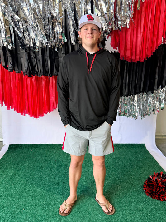 Men’s wear Athens red and black performance hoodie