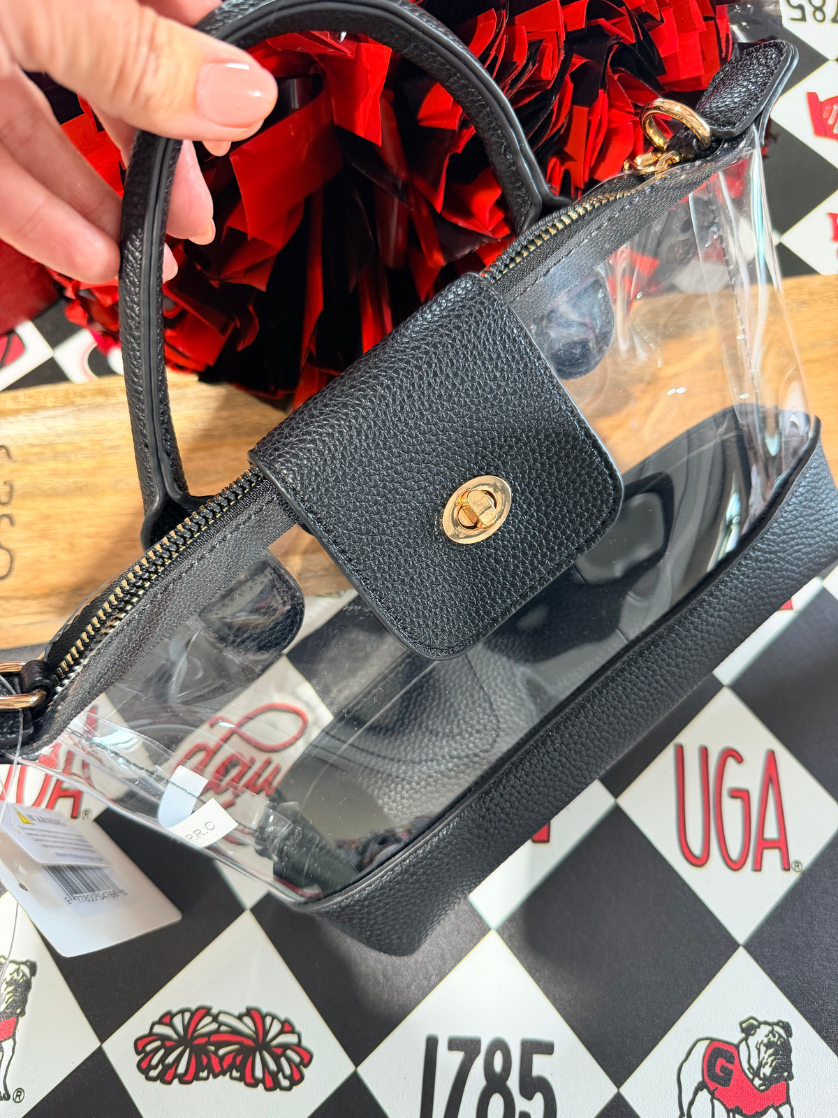Clear purse with one handle black