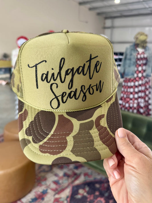 Trucker hat camo “tailgate season”